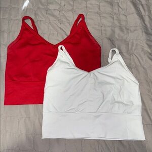 Red and White Camisole Tops
